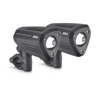 GIVI Coppia di proiettori supplementari universali, con tecnologia a led e corpo in alluminio verniciato nero.