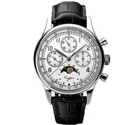 S389-2.01 MoonPhase Master Gold Swan Neck Version Seagull ST1908 Movimento Sapphire Crystal Uomo Cronografo Meccanico Mens Watch 1963, bianco, Cinturino