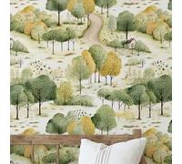 S4Sassy Adesivo da parete rimovibile con motivo campagna, motivo giungla, colore verde, per la cameretta dei bambini, autoadesivo, rimovibile, 63,5 x 914,4 cm