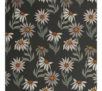 S4Sassy Carta da parati decorativa autoadesiva, carta da parati decorativa con fiori di margherite selvatiche, carta da parati testurizzata in vinile impermeabile, carbone, 63 x 910 cm, rivestimento