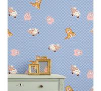 S4Sassy Carta da parati in vinile Peel & Stick, con stampa di animali della fattoria, impermeabile, blu, 63,5 x 304,8 cm, rivestimento rimovibile per decorazione da parete per la stanza dei bambini
