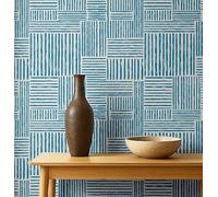 S4Sassy Carta da parati in vinile testurizzata Peel & Stick, Urban Chic con stampa a strisce, impermeabile, blu, 63,5 x 304,8 cm, rivestimento murale moderno rimovibile per la decorazione della casa