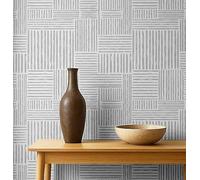 S4Sassy Carta da parati in vinile testurizzata Peel & Stick, Urban Chic con stampa a strisce, impermeabile, grigio, 63,5 x 304,8 cm, rivestimento murale moderno rimovibile per la decorazione della