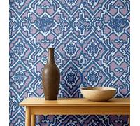 S4Sassy Carta da parati in vinile testurizzata Peel & Stick, Urban Chic, stampa a reticolo, impermeabile, blu, 63,5 x 304,8 cm, rivestimento murale moderno rimovibile per la decorazione della casa in