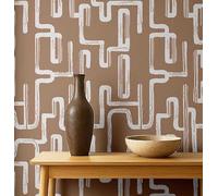 S4Sassy Peel & Stick - Carta da parati in vinile testurizzata Urban Chic, stampa geometrica labirinto, impermeabile, 63,5 x 304,8 cm, rivestimento murale moderno rimovibile per la decorazione della