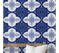 S4Sassy Pellicola adesiva da parete rimovibile e impermeabile, con motivo a mosaico, per backsplash, cucina, rotolo di carta da parati autoadesiva in vinile, decorazione per la casa fai da te, blu