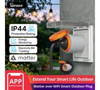 S61STPF-PM-O Presa Intelligente da Esterno Matter Over WiFi Tipo-F con Protezione IP44 e Monitoraggio Energetico Compatibile con Matter