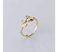 S925 Anello D'Argento da Donna Stile Coreano Semplice Stile Letterario Oro Platinato Fiore Di Rosa Gioiello Aperto Anello Regolabile, LJBLEUSK, il denaro, o