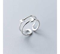 S925 Anello D'Argento Donna Coreana Double Moon Love Round Moon Open Star Bagueluna Lampo, Regolabile, LJBLEUSK