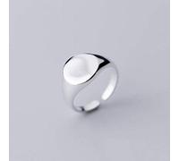 S925 Anello D'Argento Donna Coreana Personalità Unico Anello Rotondo Temperamento Anello Geometrico Liscio Gioiello Anello Regolabile, LJBLEUSK, Argento