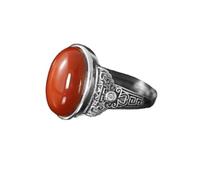 S925 Anello in Argento con Motivo Nuvola Invecchiato Anello da Donna Anello con Ciondolo in Giada Bianca con Nefrite Intarsiata Anello con Apertura Regolabile in Agata Rossa, OZZKI, Agata Rossa