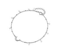 S925 Anklet, Lady's Moon Shiny Five-Pointed Star, Diamond, Light Bead, Girl's Heart And Foot Ornaments s925 Anklet