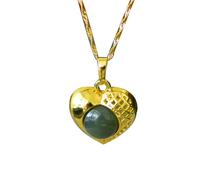 S925 Argento con Pendente a Forma di Cuore in Giada Hetian Naturale (Catena Gratuita)