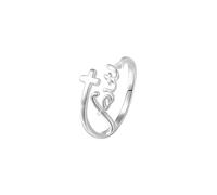 S925 Argento Sterling Croce Anello Di Fede Lettera Per Le Donne, Fascia Aperta Regolabile, Stile Minimalista Anello Impilabile