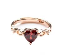 GleaMora S925 Argento Sterling Ins Stile Oro Rosa Rubino Anello Leggero Anello di Lusso Cuore Anello Regolabile Semplice Donne Gioielli di Fidanzamento, Adjustable, Rose Gold