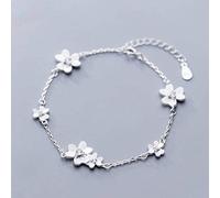 S925 Bracciale in Argento da Donna Stile Coreano Stile Letterario Fiore Dolce a Tre Petali e Bellissimi Gioielli Di Fiori Donne, LJBLEUSK, Argento