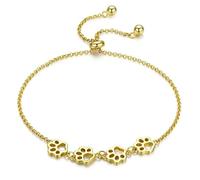 S925 Bracciale in Argento Sterling, Bracciale Zampa per Le Donne Ragazze Carino Delicato Lucido Cucciolo Cane Gatto Gattino Zampa Stampa Palla Perlina Regolabile Charm Link Bracciali per Pet Lover An