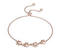 S925 Bracciale in Argento Sterling, Bracciale Zampa per Le Donne Ragazze Carino Delicato Lucido Cucciolo Cane Gatto Gattino Zampa Stampa Palla Perlina Regolabile Charm Link Bracciali per Pet Lover An