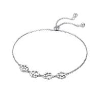 S925 Bracciale in Argento Sterling, Bracciale Zampa per Le Donne Ragazze Carino Delicato Lucido Cucciolo Cane Gatto Gattino Zampa Stampa Palla Perlina Regolabile Charm Link Bracciali per Pet Lover An