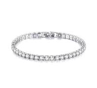 S925 Bracciale in Argento Sterling Zirconia Palla Da Tennis Moda Donna Semplice