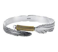 S925 Bracciali Per Donna Uomo - Bracciale Antico Da Uomo Bracciale Aperto Con Piume Bracciale Retrò Per Personalità Della Moda Femminile Bracciale Con Foglia Di Avvolgimento Giallo Gioielli,Come Mo