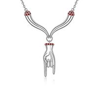 S925 Collana con corno italiano e pepe, amuleto portafortuna per la protezione delle mani, gioiello Mano Cornuto Cornuto Cornicello per uomo donna Punk Hippie Rock Y collana in argento Sterling Charm
