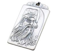 S925 Collana D'Argento da Donna Uomo Matte Guan Gong Square Card Creativa Incisione Personalità Regalo Unisex, LJBLEUSK