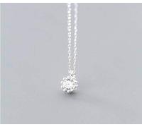 S925 Collana D'Argento Donna Stile Coreano Moda Colore Diamante Ciondolo Tondino Temperamento Clavicembalo Geometrico Catena Diamante Bianco, LJBLEUSK