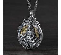 S925 Collana D'Argento Donne Huang Caishen Sei Parole Mantra Creativo Incisione Personalità Regalo Unico Unisex, LJBLEUSK