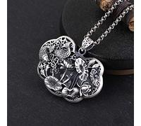 S925 Collana D'Argento per Le Donne 3D Matt Fish Sutra Del Loto Creativo Incisione Elegante Classica Personalità Unica Regalo Unisex, LJBLEUSK