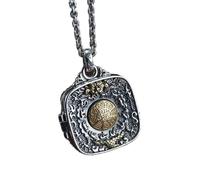 S925 Collana D'Argento Retro Fort Gawu Donna Uomo Sei Personaggi Mantra Bon Huit Tesori Quadrato Personalità Creativa Regalo Unico Unisex, LJBLEUSK