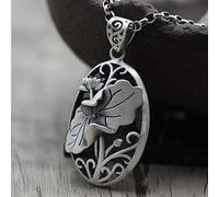 S925 Collana in Argento Sterling Uomini Donne Lotus Foglia Hollow Ciondolo Matte Regalo Moda Creativa Semplicità Squisita Esagerata, LJBLEUSK