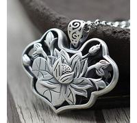 S925 Collana in Argento Sterling Uomo Donna Lotus Foglia Matte Regalo Ciondolo Creativo Moda Squisita Semplicità Esagerata, LJBLEUSK