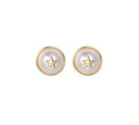 S925 Earrings Women's all-Match Round Star Earrings Freshwater Pearl Earrings Ear Stud