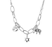 S925 Elephant Necklace Face Female Thai Retro Wild Student Thai, 44+5cm