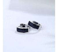 S925 Faceted Agate Ear Buckle Men And Women Hoop Earrings Korean Earrings Blue Sandstone