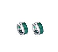 S925 Faceted Agate Ear Buckle Men And Women Hoop Earrings Korean Earrings Green Red Agate