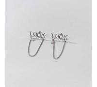 S925 Fashion English Chain Earrings Ladies Letter 'Lucy' Personality Earrings, 925