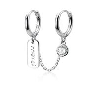 S925 Fashion Single Short Double Pierced Earrings, Retro Lettering Square Earrings s925 Earrings Single
