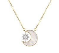 S925 Half Moon Star Necklace Women's Frosty Moon Separation Clavicle Chain White Shell