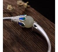S925 Hetian Jade Cloisonne Retro Female Open Bangle Jewelry Women's Bracelets