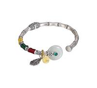 S925 Hetian Jade Retro Personality Hand Knitted Rope Ladies Open Bangle Jewelry Women's Bracelets