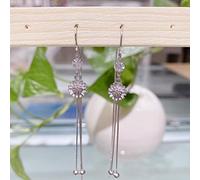 S925 Japanese And Korean Literary Chrysanthemum Wave Long Tassel Hook Ear Line, Female