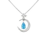S925 Necklace Colorful Zircon Necklace for Women Star Moon Pendant Inlaid Blue Zircon Necklace Jewelry