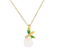 S925 Necklace Leaf Nephrite White Jade Pendant Necklace Women's Clavicle Chain