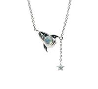 S925 Necklace Women's Small Spaceship Collarbone Chain all-Match Moonstone Necklace Moonstone