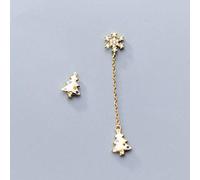 S925 Orecchini D'Argento Stile Donna Stile Coreano Stile Artistico Colore Albero Di Natale Diamante Orecchini Asimmetrici in Fiocco Di Neve, LJBLEUSK