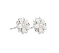 S925 Pearl Flower Earrings Female Small And Versatile Handmade Earrings
