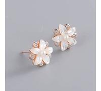S925 Pearl Flower Earrings Female Small And Versatile Handmade Earrings Rose