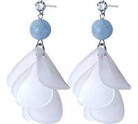 S925 Petali D'Argento Orecchini Stile Femminile Arte Coreana Unico Diamante Perle Blu Fiori Dolci un Paio, LJBLEUSK